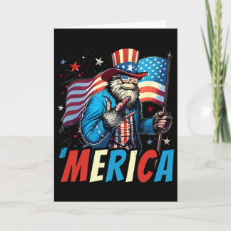 Bigfoot Merica Rock American Flag Sasquatch 4th Of Card