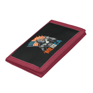 Bigfoot Merica Rock American Flag Tri-fold Wallet