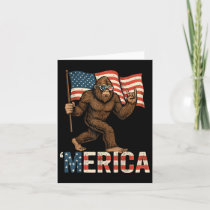 Bigfoot Merica Rock Patriotic American Flag 4th Of Card
