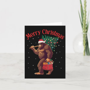 Bigfoot Merry Christmas Tree Lights Sasquatch Xmas Card