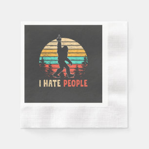 Bigfoot Middle Finger I Hate People Napkins
