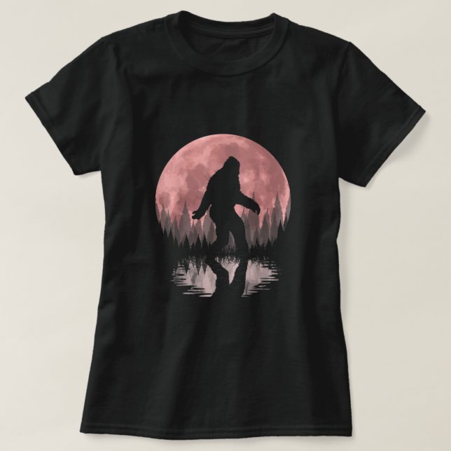 Bigfoot Moon Graphic Night Forest! Cool Sasquatch  T-Shirt (Design Front)