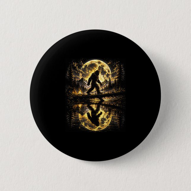 Bigfoot moonlight forest reflection adventure  button (Front)