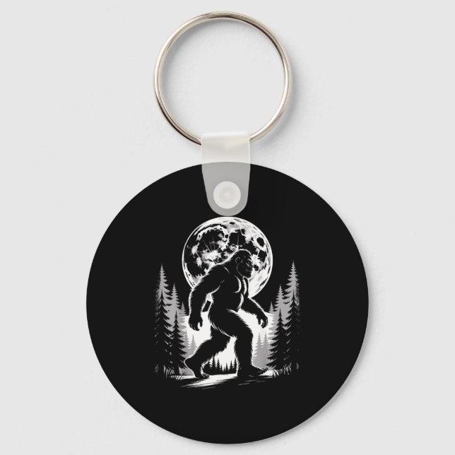 Bigfoot Moonlight Sasquatch Forest Cryptid Outdoor Keychain (Front)