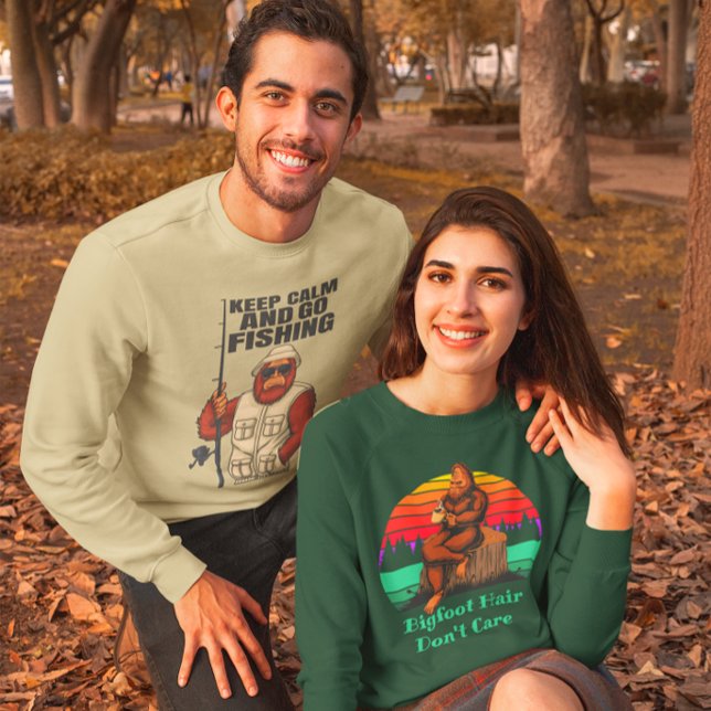 Bigfoot Morning Coffee Bigfoot Hair Don't Care  Sweatshirt (Creator Uploaded)