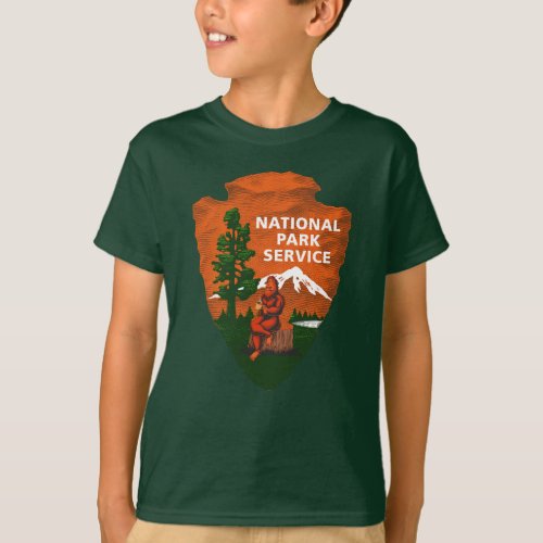 Bigfoot Morning Coffee National Park Service Boys T_Shirt