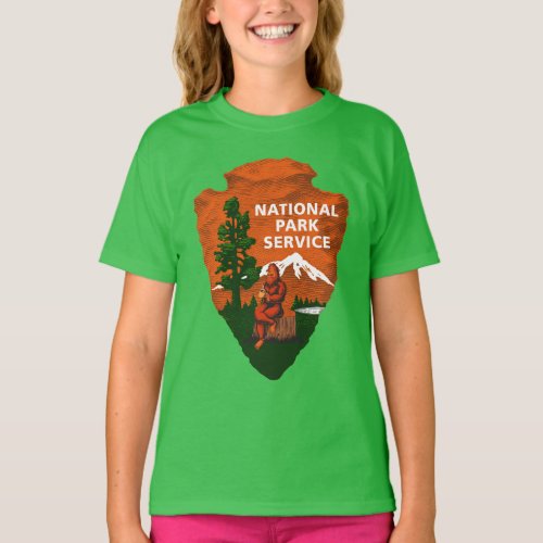 Bigfoot Morning Coffee National Park Service Girls T_Shirt