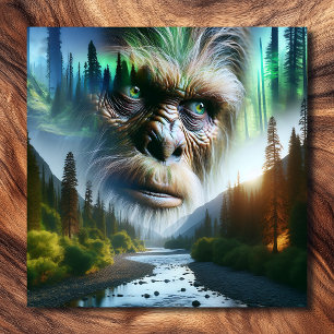 Bigfoot, Mountains, River and Forest Canvas Print