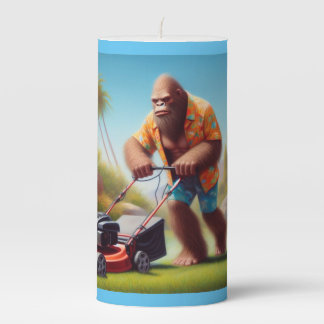 Bigfoot Mowing Pillar Candle