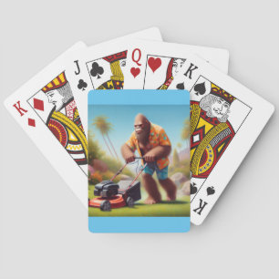 Bigfoot Mowing Poker Cards