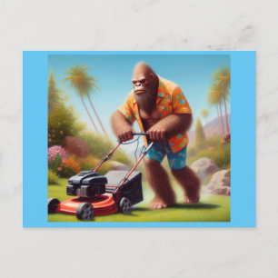 Bigfoot Mowing Postcard