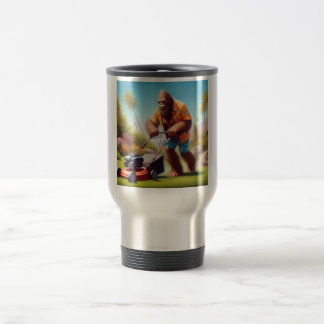 Bigfoot Mowing Travel Mug