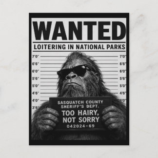Bigfoot Mugshot Holiday Postcard