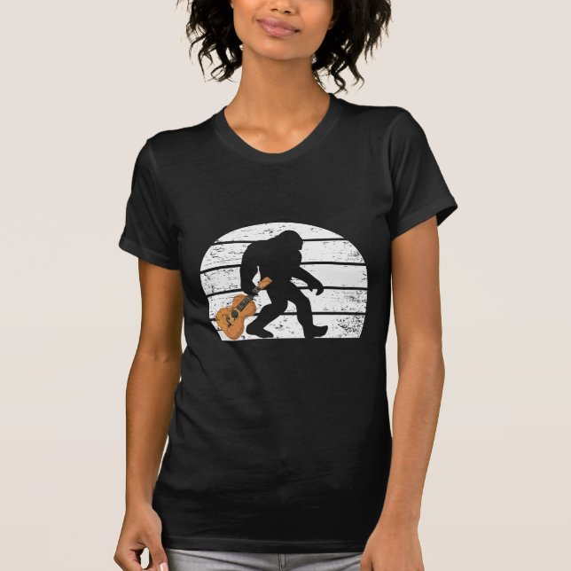 Bigfoot Musician Sasquatch Acoustic Guitar Player T-Shirt (Front)