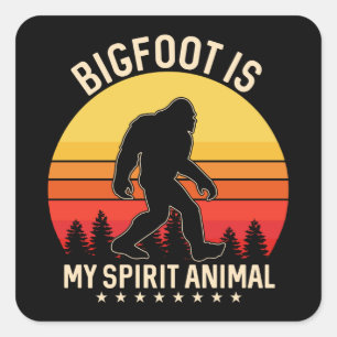 Bigfoot my Spirit Animal Bigfoot Retro Square Sticker