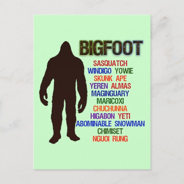 Bigfoot Names Postcard (Front)