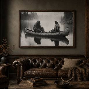 Bigfoot Native American Canoe Acrylic Wall Art