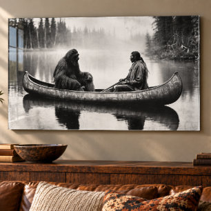 Bigfoot Native American Canoe Acrylic Wall Art