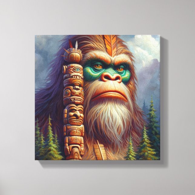 Bigfoot Native American Totem Canvas Print (Front)