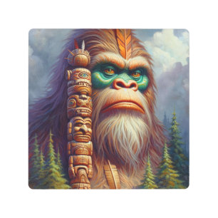 Bigfoot Native American Totem Metal Print