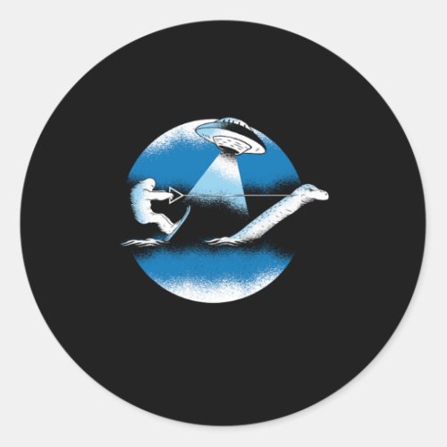 Bigfoot Nessie Loch Ness Monster UFO Alien Surfing Classic Round Sticker