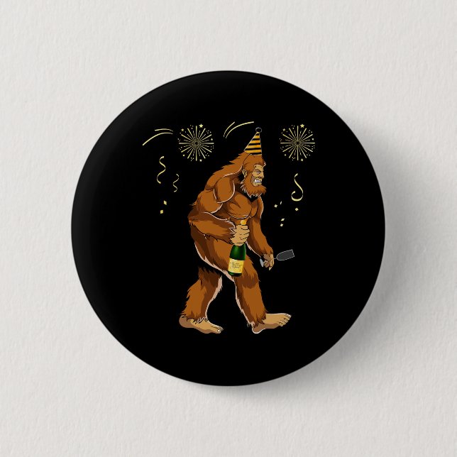 Bigfoot New Year Funny Outfit Sasquatch Holiday 20 Button (Front)