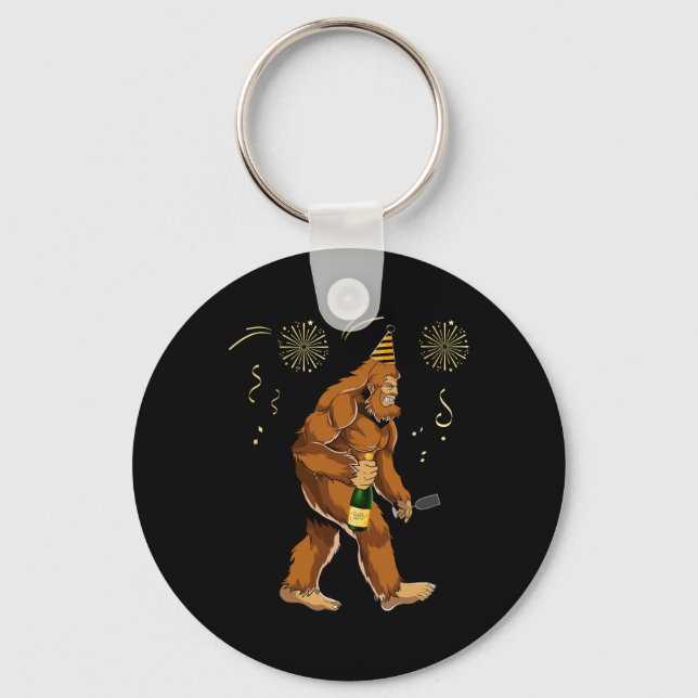 Bigfoot New Year Funny Outfit Sasquatch Holiday 20 Keychain (Front)