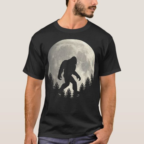 Bigfoot Night Full Moon Trees T_Shirt