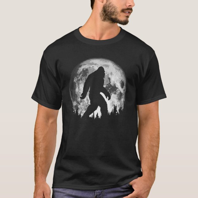 Bigfoot Night Stroll! Cool Full Moon T-Shirt (Front)