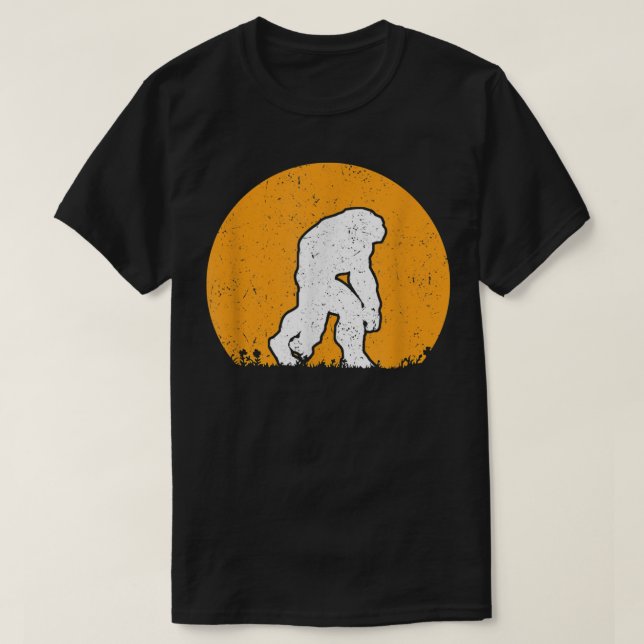 Bigfoot Night Stroll! Cool Full Moon & Trees Sasqu T-Shirt (Design Front)