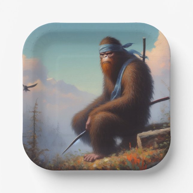 Bigfoot Ninja Paper Plates (Front)