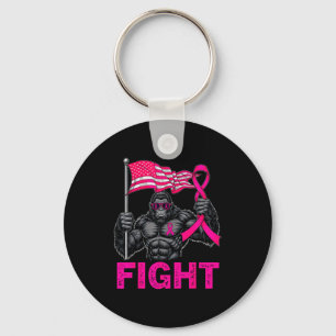Bigfoot Nk Ribbon Fight Breast Cancer Awareness Me Keychain