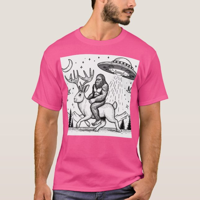 Bigfoot On A Jackalope T-Shirt (Front)