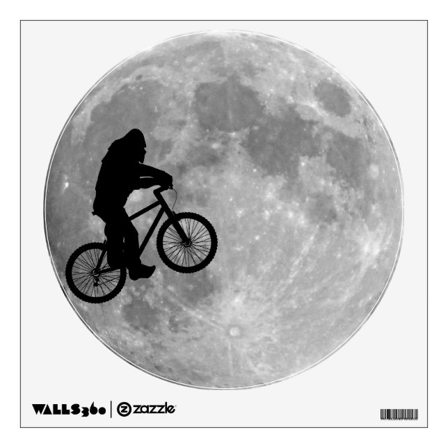 Bigfoot on bike with moon background wall sticker (Front)