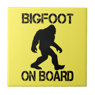 Bigfoot on Board Funny Bigfoot Ceramic Tile