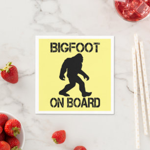 Bigfoot on Board Funny Bigfoot Napkins