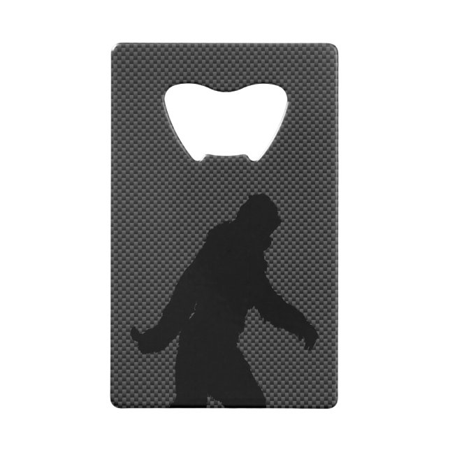 Bigfoot on Carbon Fiber Print Credit Card Bottle Opener (Back)