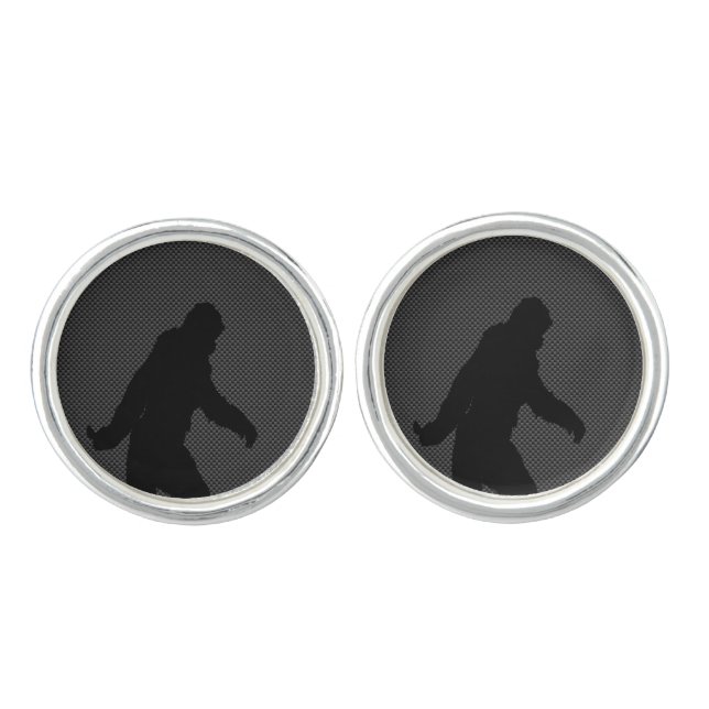 Bigfoot on Carbon Fiber Print Cufflinks (Front)