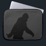 Bigfoot on Carbon Fiber Print Laptop Sleeve<br><div class="desc">The iconic Sasquatch Bigfoot black silhouette gone squatchin style out there on a fine custom carbon fiber like print gift. Here's a sampling of our mighty Sasquatch designs. Use the "Ask this Designer" link to contact us with your special design requests or for some assistance with any of your customization...</div>