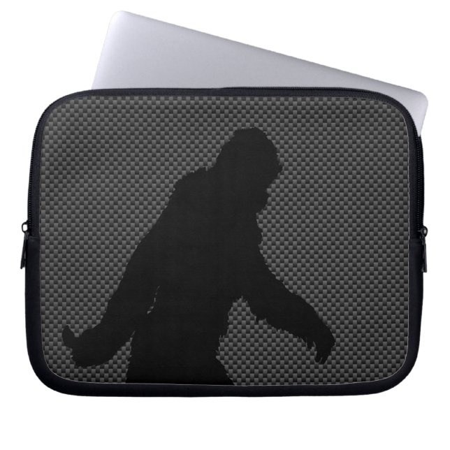 Bigfoot on Carbon Fiber Print Laptop Sleeve (Front)