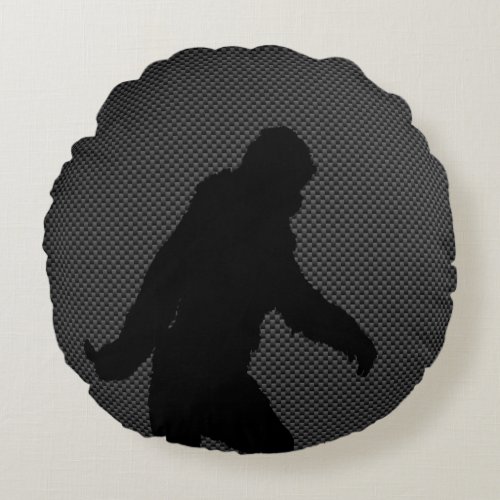 Bigfoot on Carbon Fiber Print Round Pillow