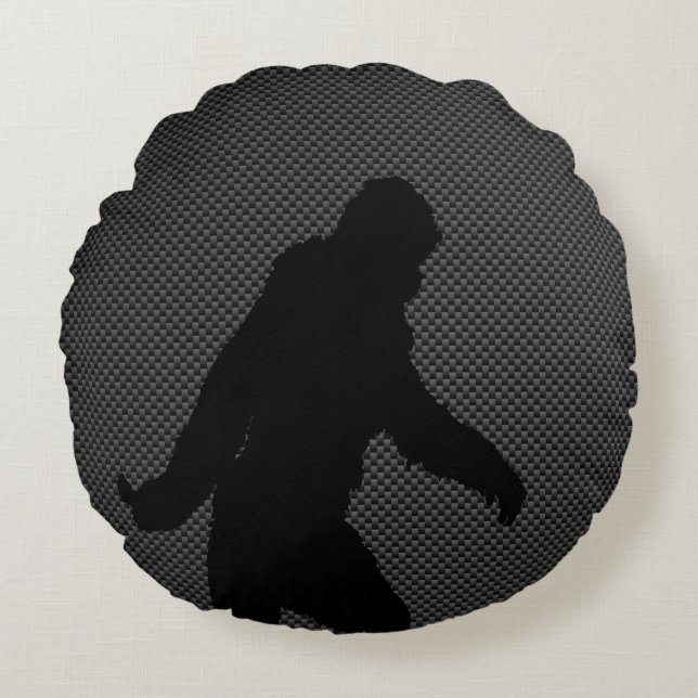 Bigfoot on Carbon Fiber Print Round Pillow (Front)
