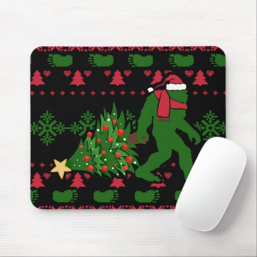 Bigfoot on knit background mouse pad