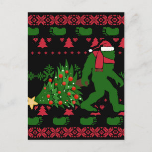 Bigfoot on knit background postcard