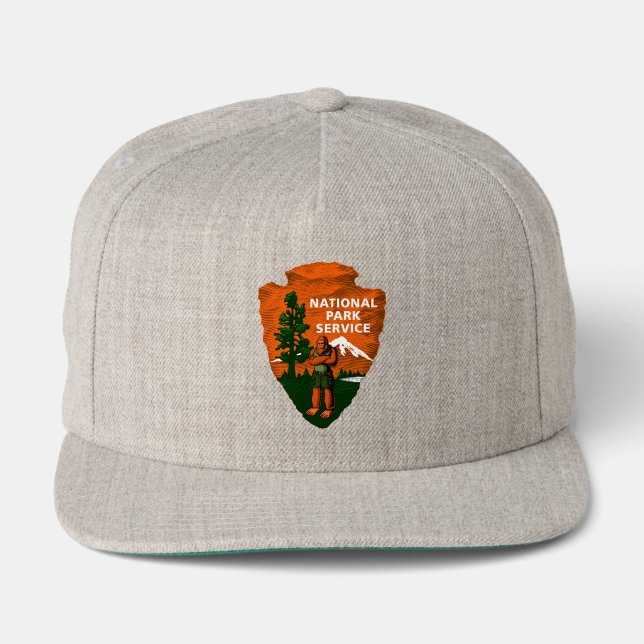 Bigfoot On Patrol National Park Service Arrowhead Snap Back Hat (Front)