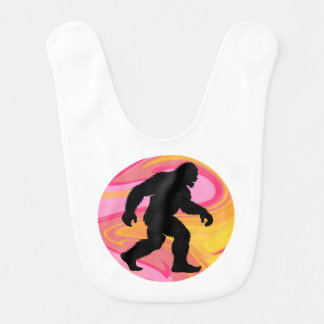 Bigfoot on Pink and Yellow Baby Bib