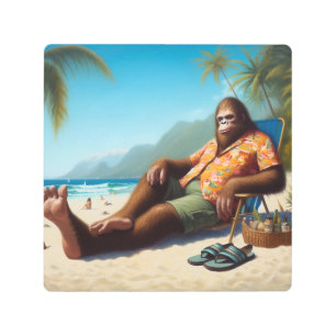 Bigfoot On the Beach Metal Print