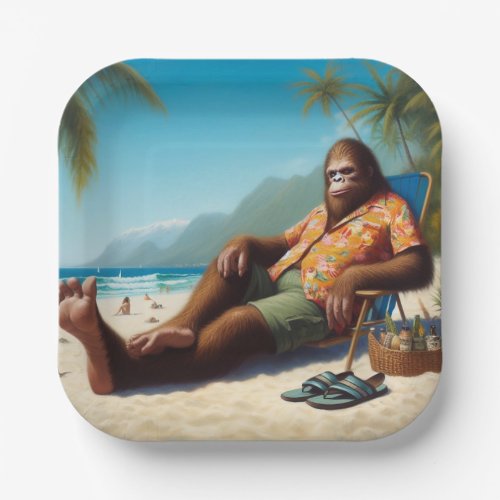 Bigfoot On the Beach Paper Plates