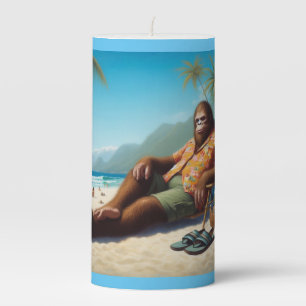 Bigfoot On the Beach Pillar Candle