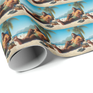 Bigfoot On the Beach Wrapping Paper